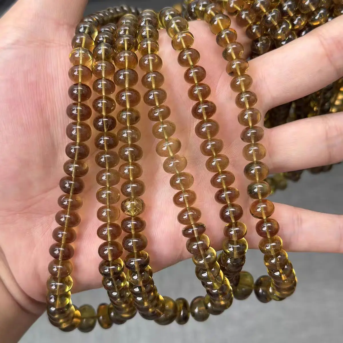 whisky color Smoky Quartz roundelle 6-10mm blue wholesale for DIY  jewelry necklace 40cm 7A LOOSE BEADS view 3