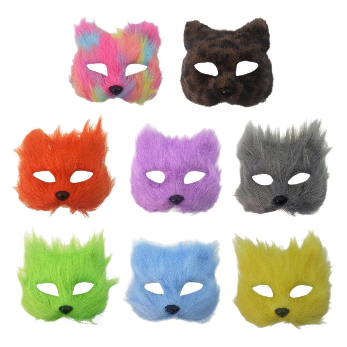 ฮาโลวีนสัตว์คอสเพลย์รูปสุนัขจิ้งจอกครึ่งหน้าหน้ากากตาแมวน่ารักสัตว์หน้ากากคริสต์มาสปาร์ตี้คาร์นิวัลบทบาทเล่นเครื่องแต่งกายอุปกรณ์ประกอบฉาก