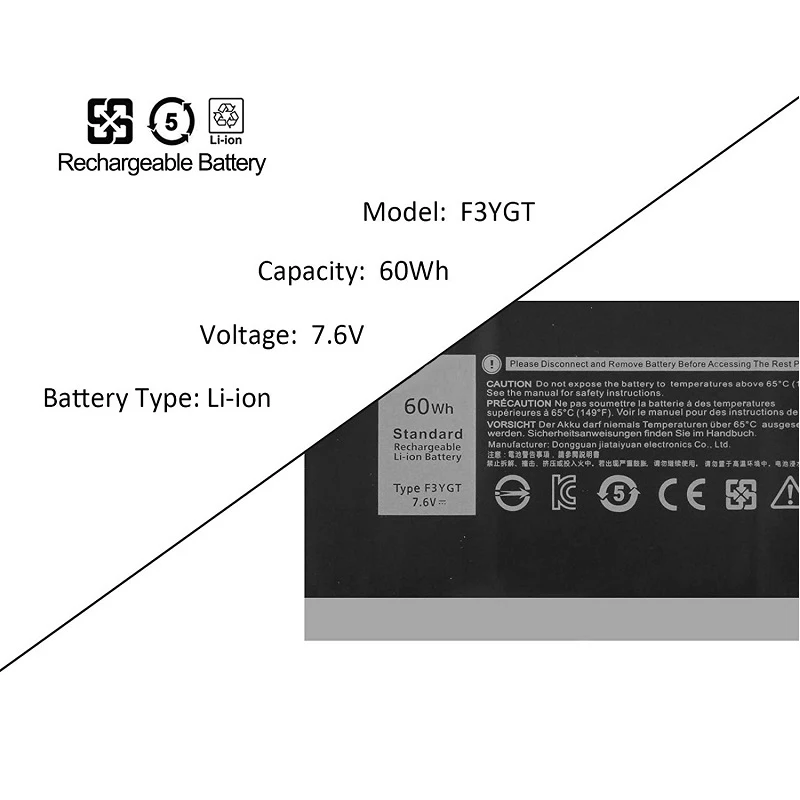 F3ygt Batterij Voor Dell Breedtegraad 12 7000 7280 7290,13 7000 7380 7390 P29s002, 14 7000 7480 7490 P73g002 Serie Dm3wc Dm6wc 2X39G