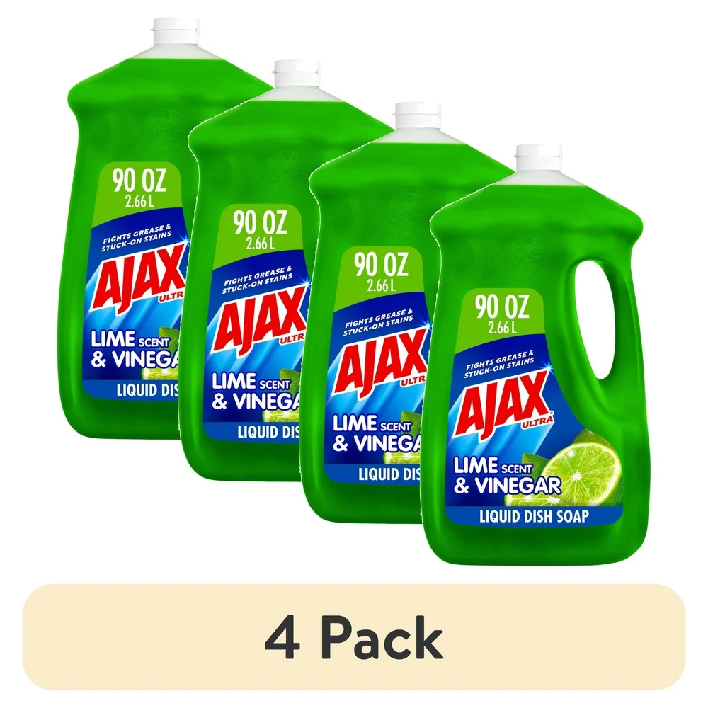 4 عبوات من صابون الأطباق السائل للغاية، خل الليمون، مزيل الشحوم الفائق، 90 أونصة سائلة، منظف طبيعي قابل للتحلل، مزيل بقع قوي #2