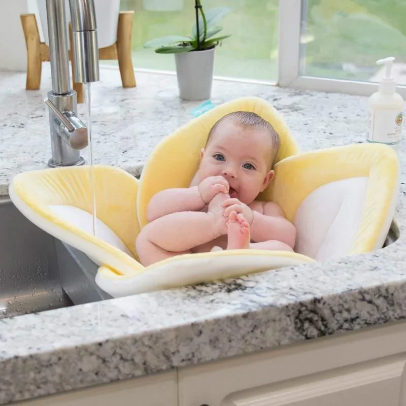 

Blooming Bath Lotus Baby Bath Seat For Babys Bathing Comfort Not Easily Deformed Baby Sink Bathtub Mat Cushion Safe Flower Seat