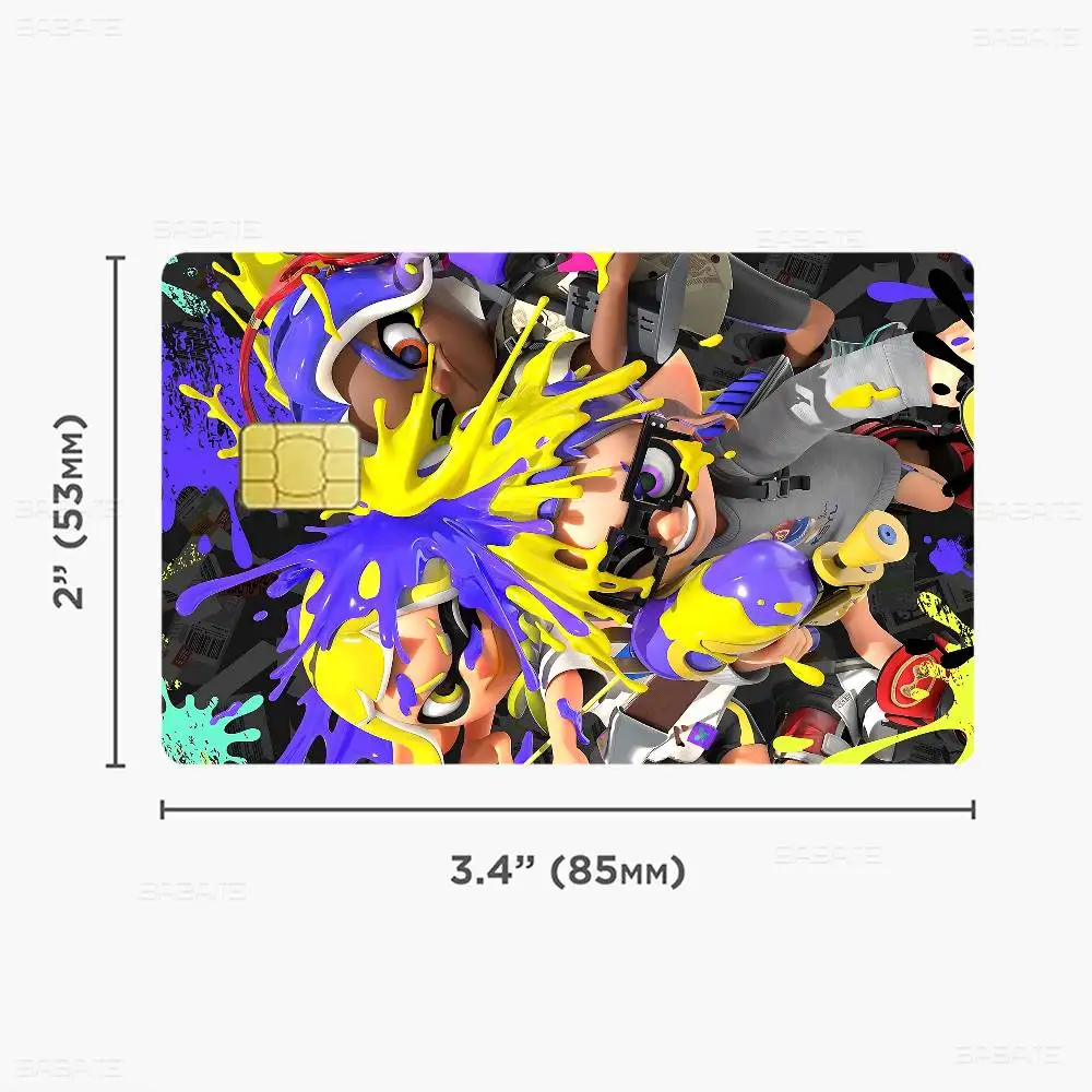 S-Splatoon 3 Anime Young Creidt Card Debit Card Sticker Film Case Front Tape For Small Big Chip No Chip