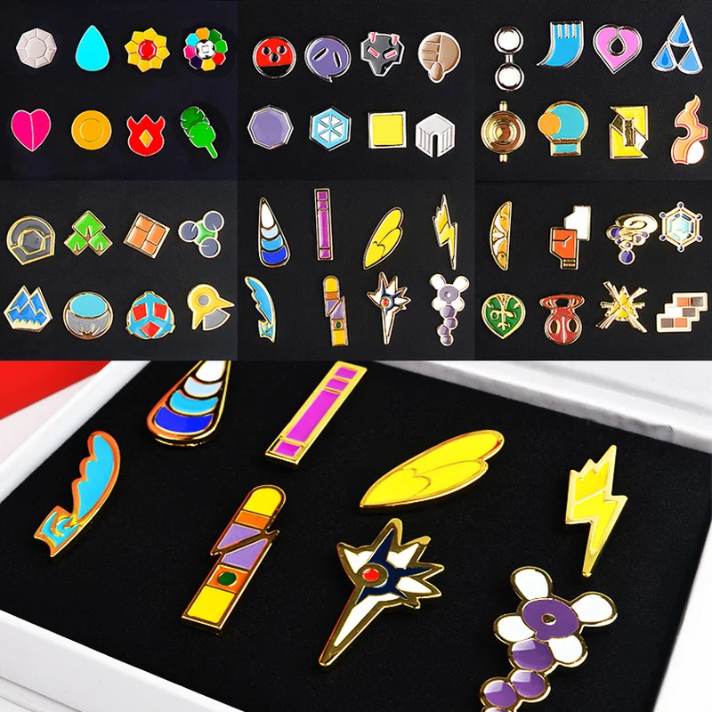 Pokemon Gym Badge Brooch Pokemon Go Toys  Anime Figures Pocket Monster King of Heaven Gymnasium Metal Badge Pikachu