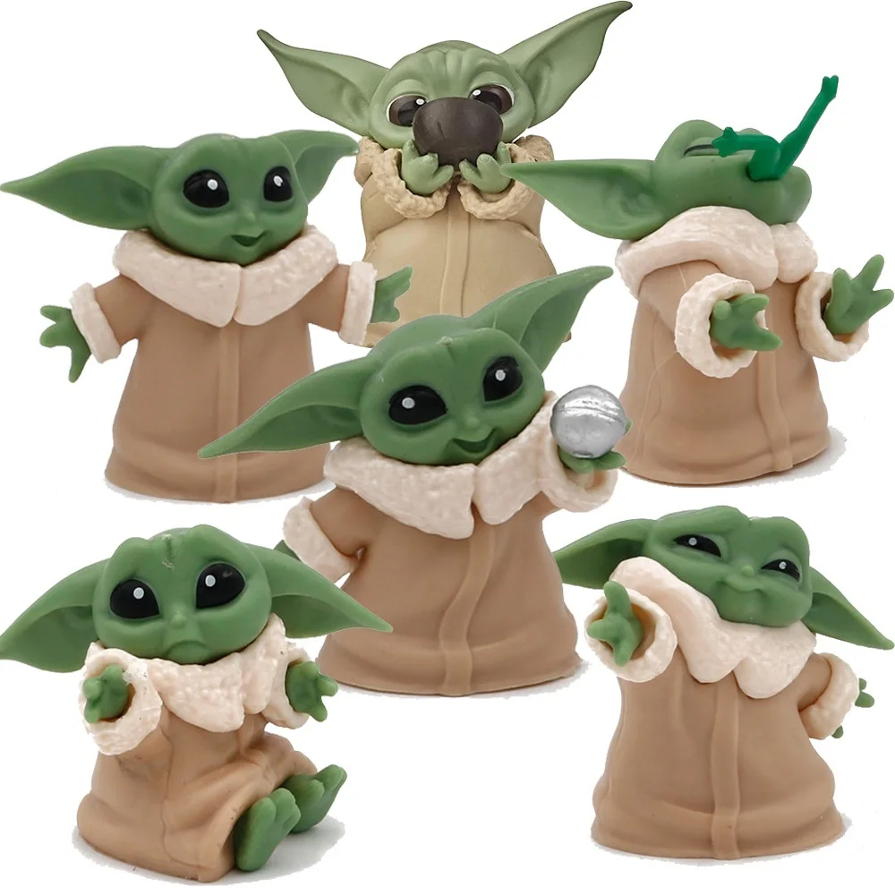 6pcs/set Baby Yoda Grogu Mandalorian Action Figure Toys 4.5-7.5cm Action Toys Star Wars PVC Action Figures Toy Gifts