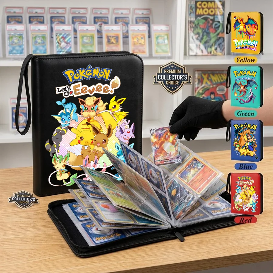 Charizard Bulbasaur Academia Figuren-Kartenhalter Aufbewahrungstasche Professionelles Feuchtigkeitsschutz-Kartenalbum 400 Fächer Doppelseitige Seiten – Detail 2