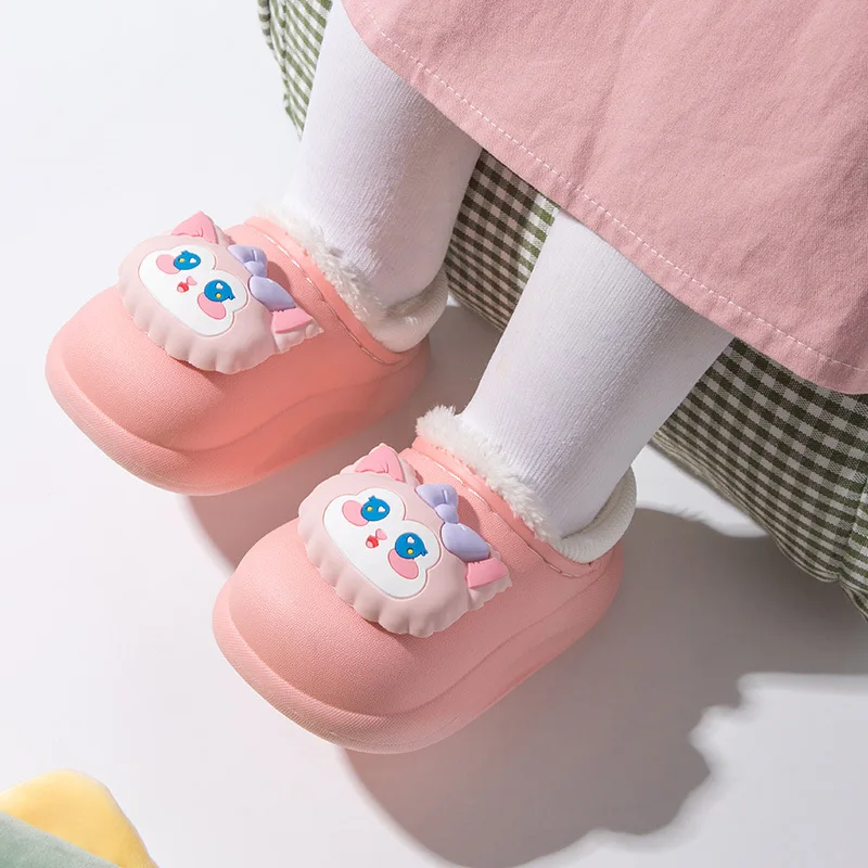 Winter Kid Baby Boy Girl Slippers Newborn Cartoon Bear Non-slip Home Indoors Shoes Thick Warm Children Plus Fleece Shoes Slipper