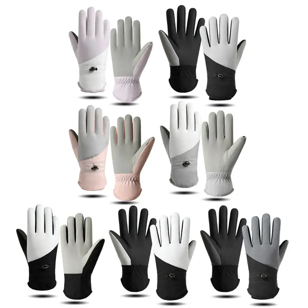 Warme verdickte Winter-Skihandschuhe, Plüsch, fünf Finger, Kordelzug, Snowboard-Handschuhe, ultraleicht, winddicht, Touchscreen-Handschuhe, Motorrad