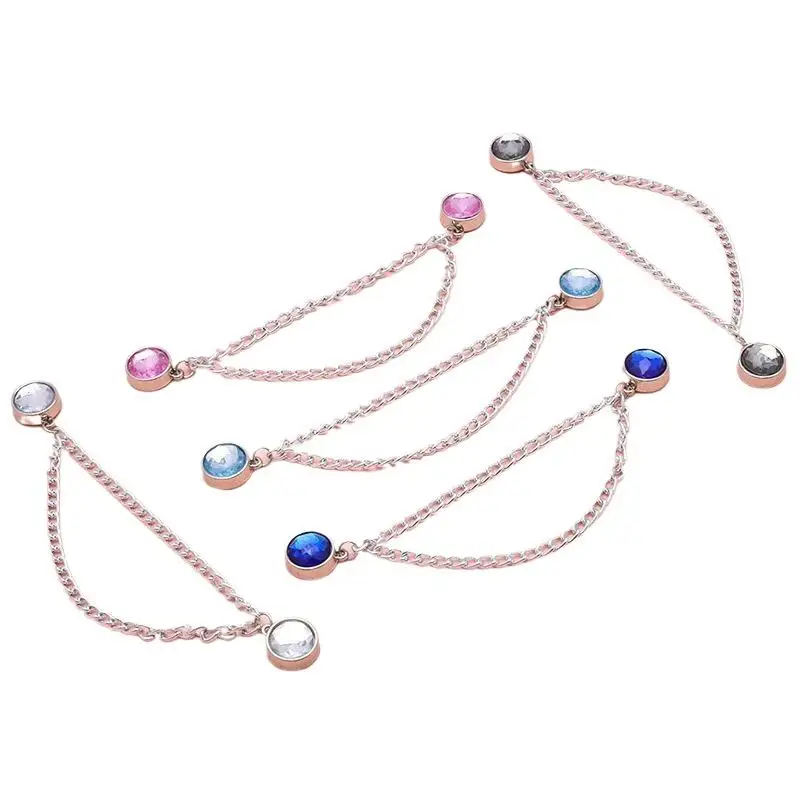 Rhinestone Magnetic Waist Cinch Clips 2 Pack Adjustable Chain Waist Adjuster for Women Daily Dress Pants Vacation Wear