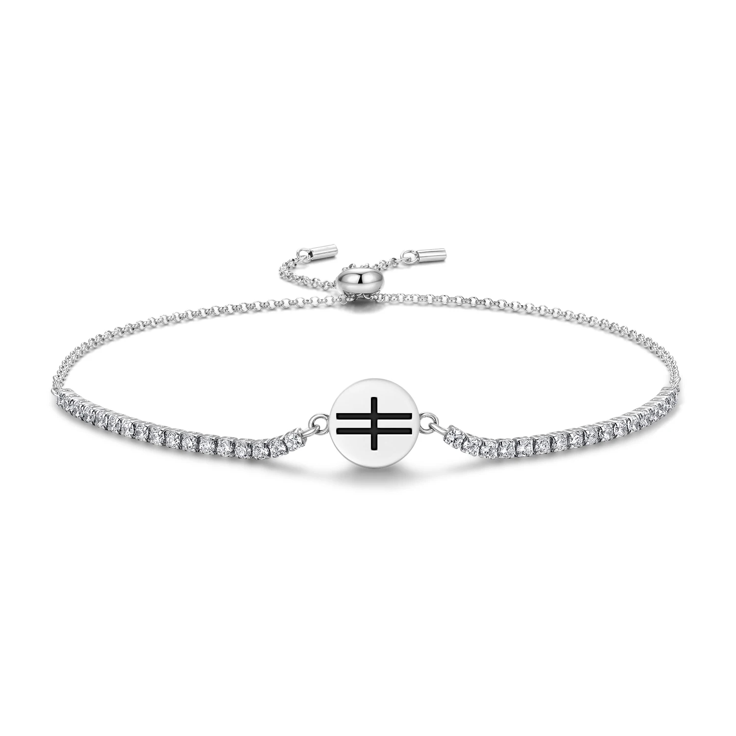 

Браслет с сопротивлением в стиле рока, стерлинговое серебро 925 пробы, символ, регулируемая теннисная цепочка с цирконием для женщин, модные ювелирные изделия