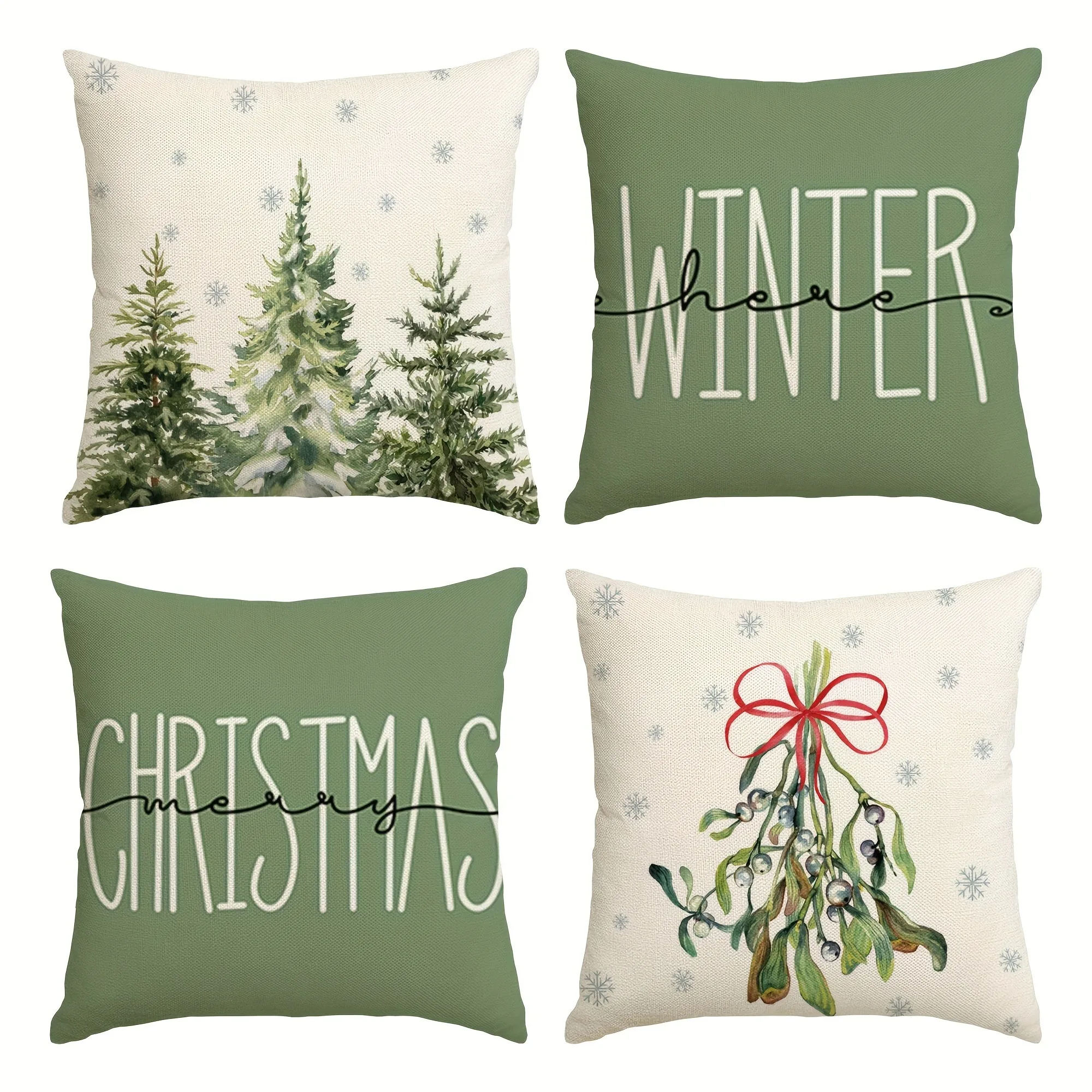 Fundas de almohada Festivas con tematici navideña e de invierno: أرمبولز نيفادوس، ماليتاس فيليسز y muérdago، decoración del #1