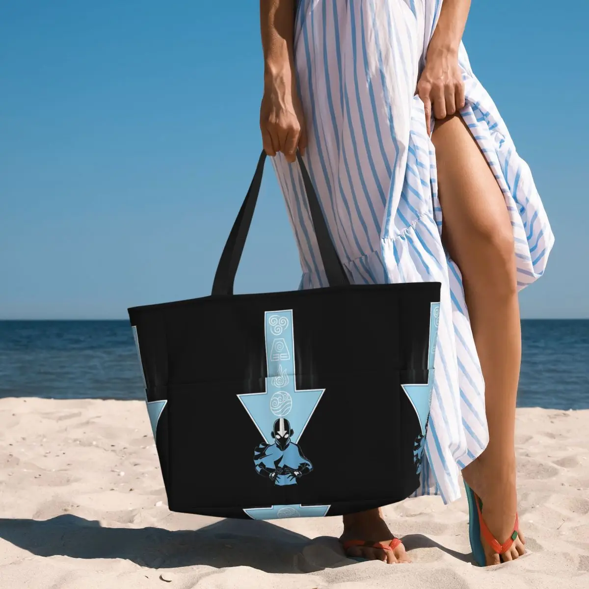 

Avatar Aang Arrow Beach Tote Bag Sport Gym Yoga Duffle Large Tote Bag Women Travel Bag Fitness bag