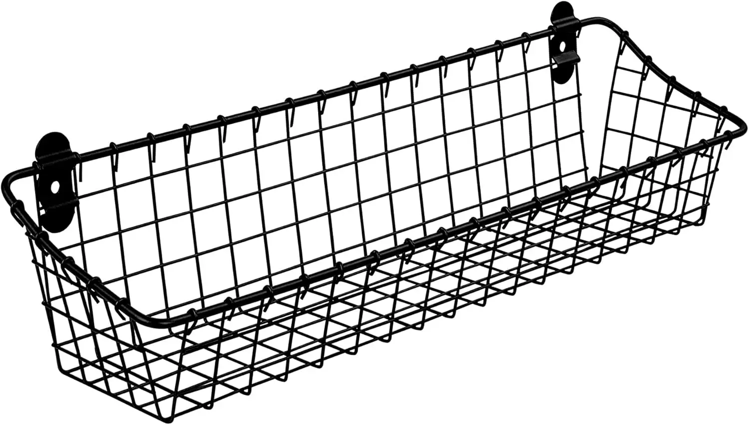 

Medium Wire Wall Basket, Matte Black Rustic Hanging Caddy for Kitchen Pantry Bathroom Storage