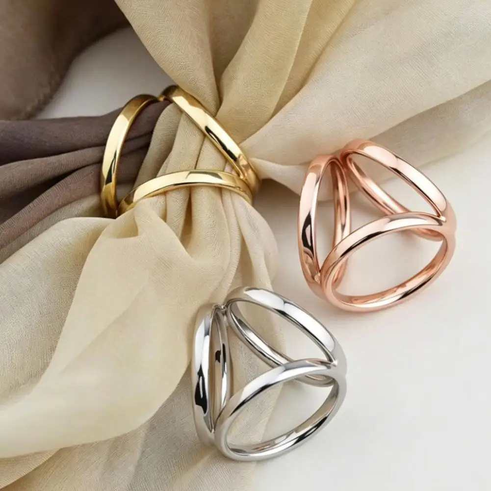 Versatile Scarf Buckle Smooth Opening Scarf Clip 3-ring Scarf Buckle Clip Elegant Geometric Silk Holder Versatile Shawl Wrap