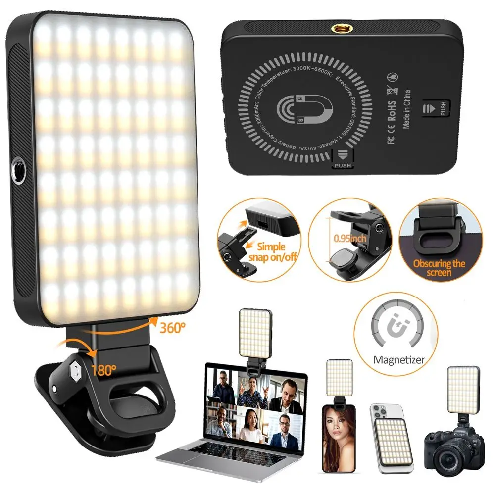 

New Rechargeable Magnetic Selfie Light Mini with Phone Light Clip LED Ring Light Video Conference Light Photography