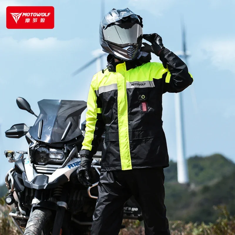 MotoWolf Motorcycle Rider Raincoat Motorcycle Waterproof riding equipment Rainproof cloak rainstorm full body suit  자전거 우비  우비