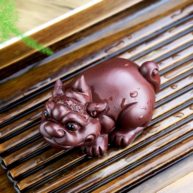 **Purple Sand Tea Pets Hand-made Magic Tea Playing With Golden Toad Sculpture Kung Fu Tea Set Ornaments Can Be Raised.