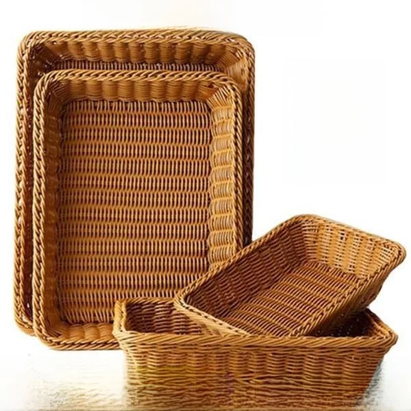 Cesta de Plástico Tejido Estilo Rústico con Temática China para Colocar Pan Frito, Aperitivos y Picnics, Marca Fly Blue Valley