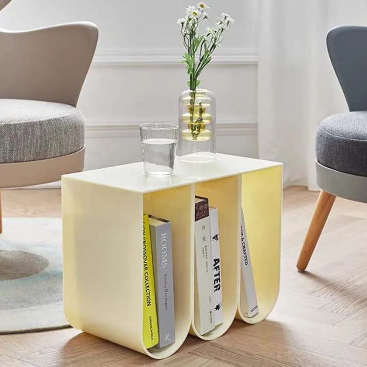 Custom Living Room Sofa Side Table S-Shaped Magazine Rack Bookshelf Storage Acrylic Coffee Table
