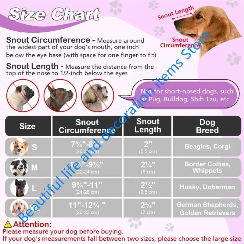 كمامة الكلب xx9b مع حزام قابل للتعديل لحماية الخنائق مزدحمة ساحة الوجه البيتينية للحيوانات الأليفة للمشي في الهواء الطلق #4