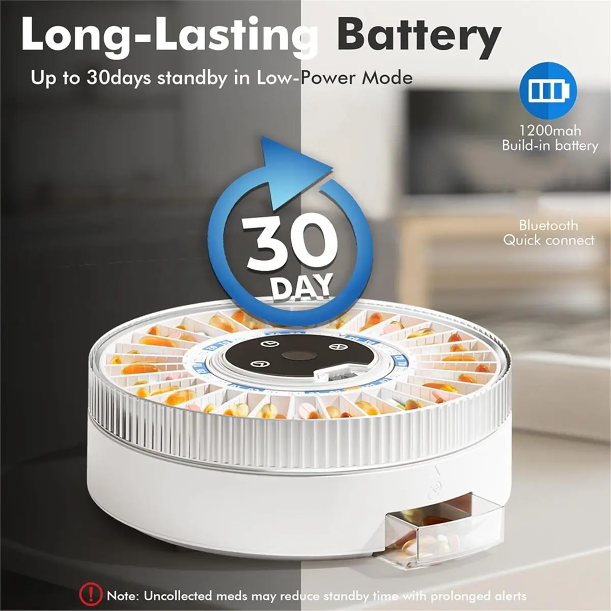 2026 New Automatic Pill Dispenser for Elderly with Alarm, with 31-Slot, Fingerprint& Mechanical Dual Lock Medication Dispenser,