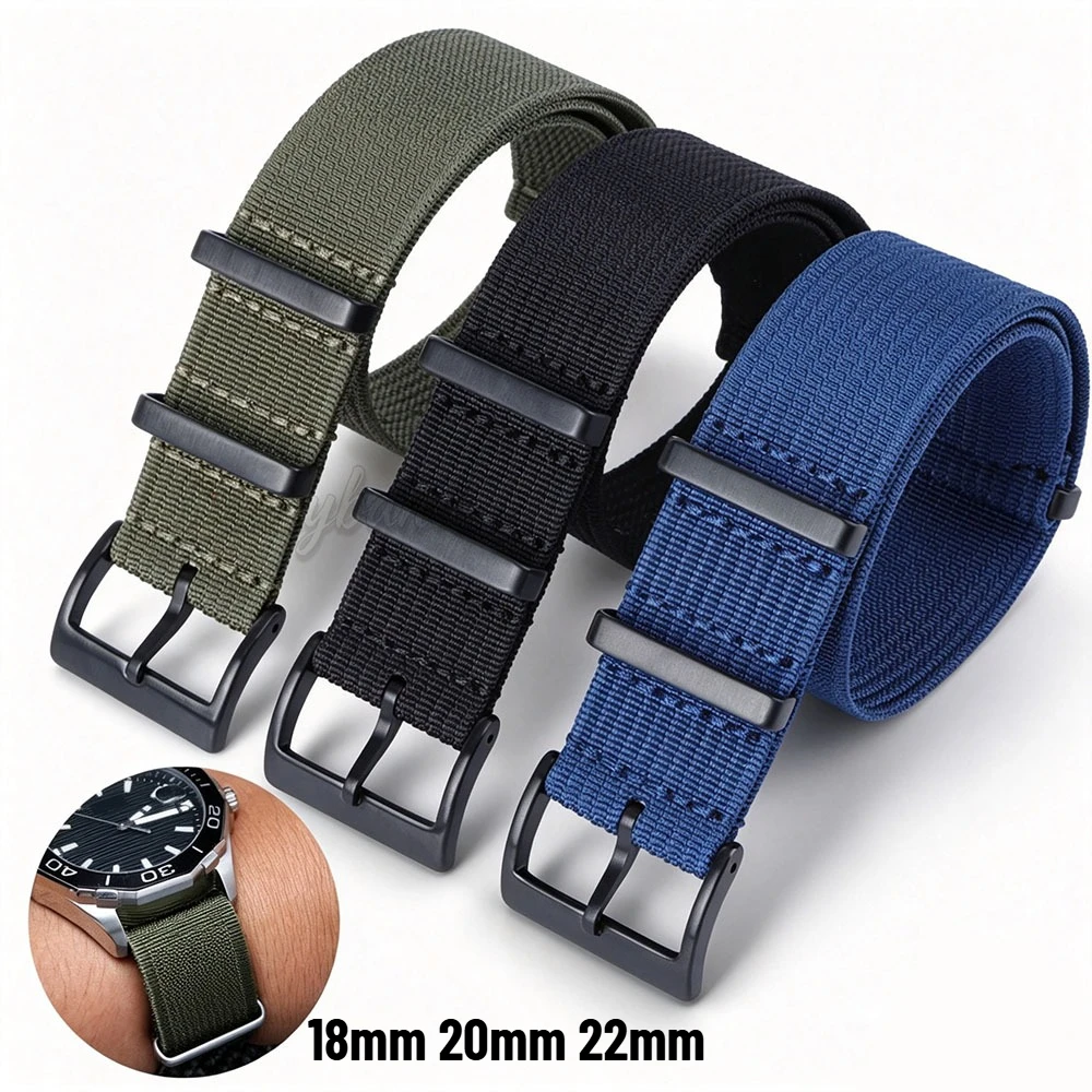 New Belt 18mm 20mm 22mm Nylon Watch Band Universal Wristband Fabric Bracelet for Rolex Watch Strap for Seiko Accessories Black