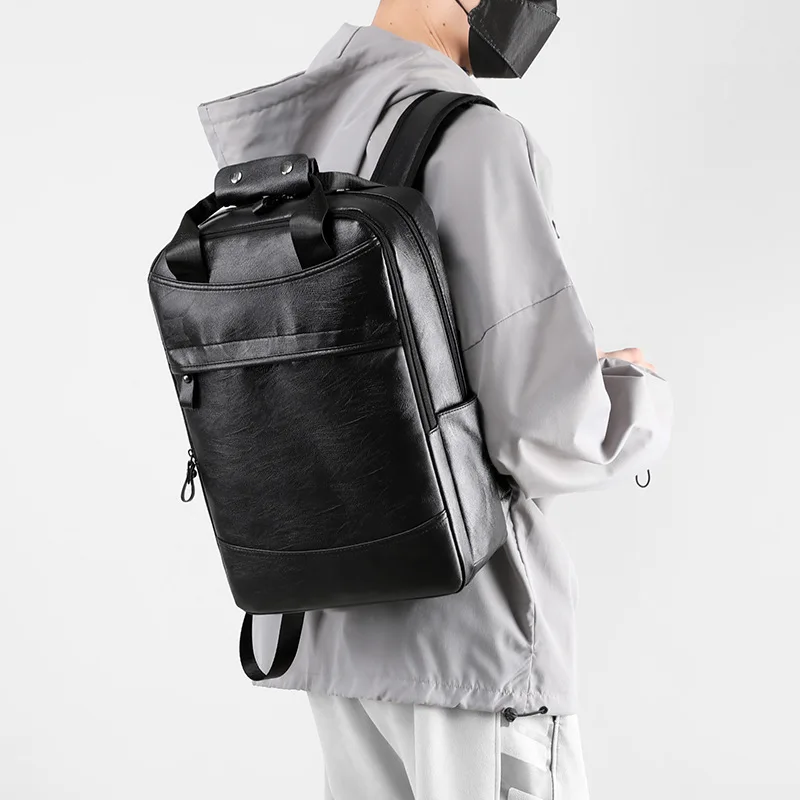 Backpack Men's Large Capacity Business Leisure Travel Commuter Portable Leather Multi-layer Computer Back