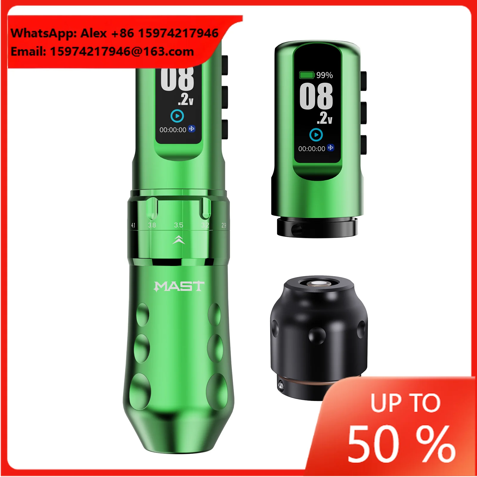 Mast Flip 4 Pro Wireless Double Battery Tattoo Machine 2.5-4.5mm Adjustable Stroke Tattoo Gun Pen