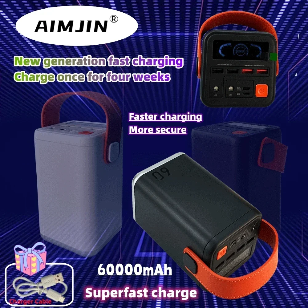 60000mah Super Large Capacity Power Bank, Mobile Phone, Tablet, Outdoor Camping Emergency Mobile Power Supply 220V