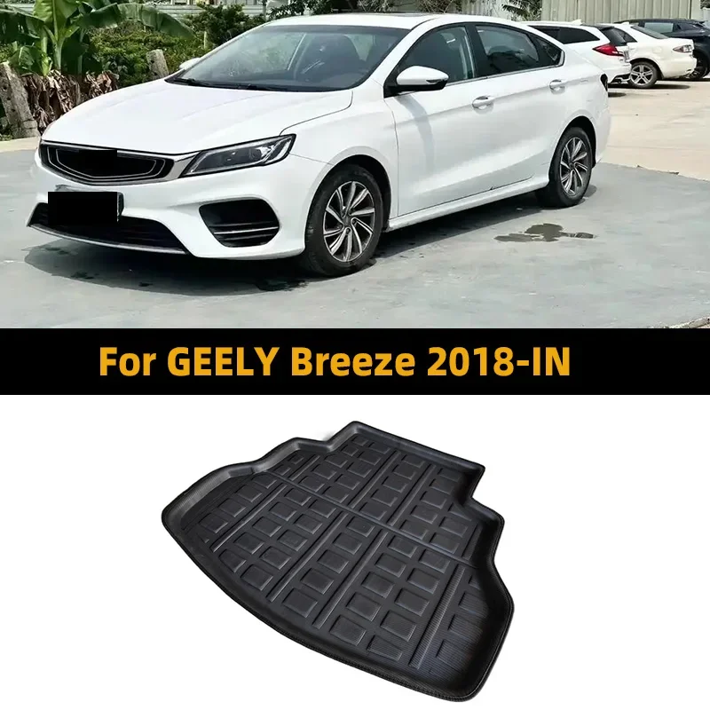 

Для GEELY Breeze 2018-IN автомобильный коврик для заднего багажника, водонепроницаемый противоскользящий лоток для багажника, чехол для багажника, защита для двери, аксессуары для ковров