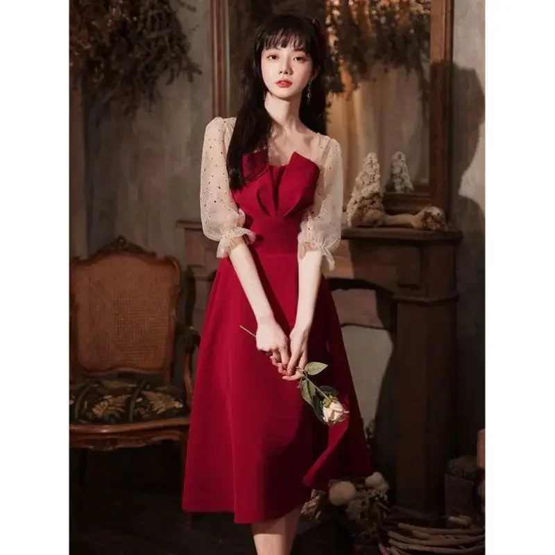 French Elegant Midi Dresses Japanese Fashion Evening Party Dress Females Wedding Vintage Sundresses for Women Summer Chic