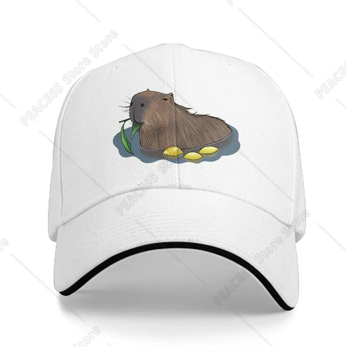 

Capybara Animal Multicolor Hat Peaked Men'S Cap Yuzu Bath Munching Leaves Personalized Visor Protection Hats