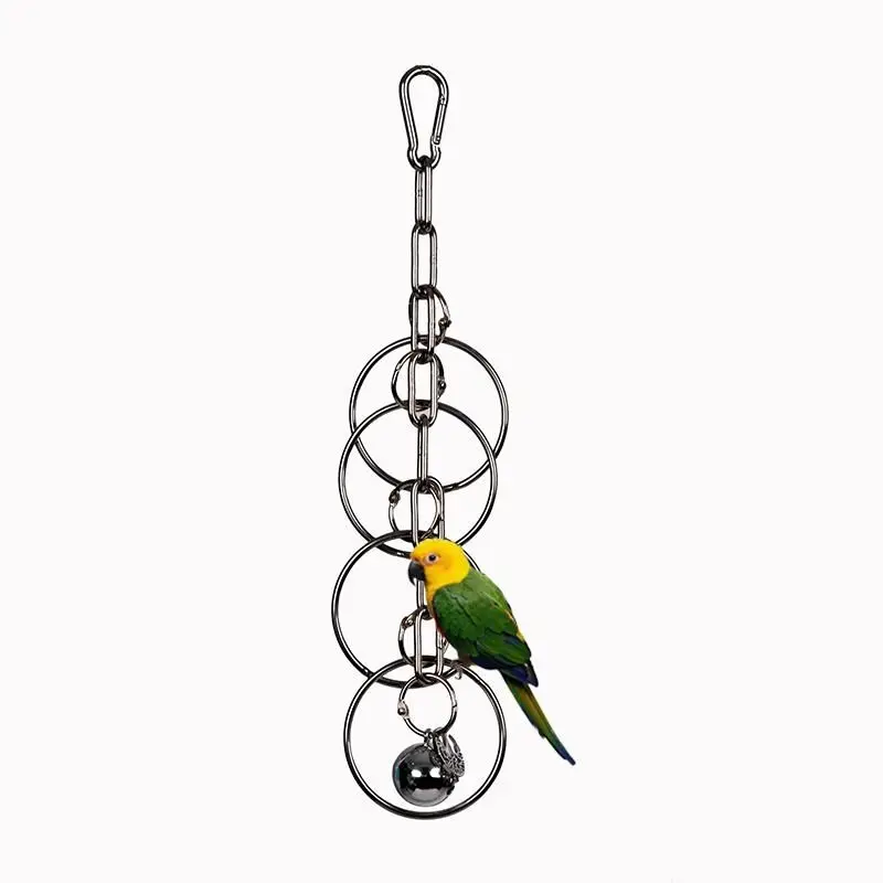 Parrot Rings 304 Stainless Steel Metal Medium Large Parrot Bird Toys Bite Climb Development Puzzle Hanging Display Pendant