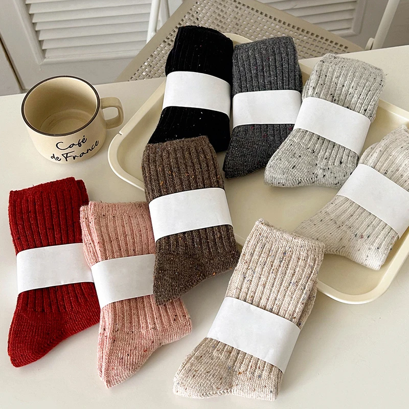 Socks For Women Autumn Winter New Simple Japanese Style Loose Socks Wool Casual Basic Warm Lady Thick Socks Fashion High Quality