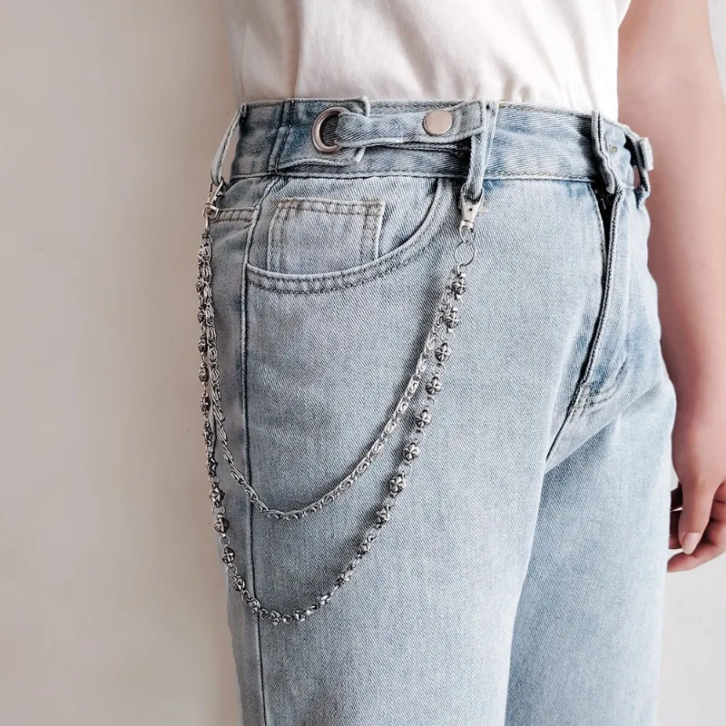 Men's and women's double-layer metal pants chain street punk hip-hop style waist chain jeans personalized decorative accessories
