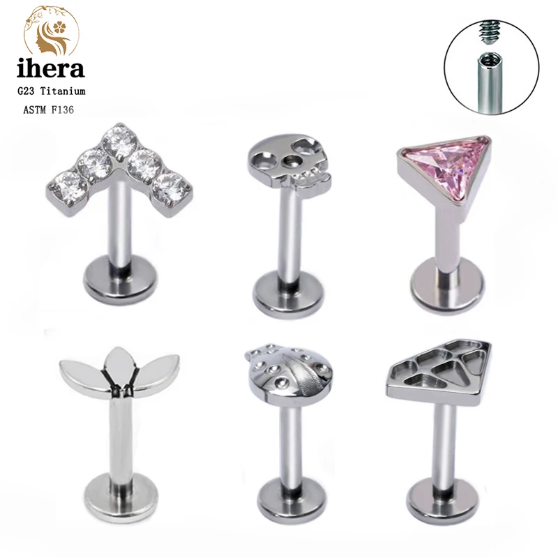 G23 Titanium Punk Skull Piercing Stud Earrings ASTM F136 16G Women and Men Ear Cartilage Tragus Helix Conch Piercing Jewelry