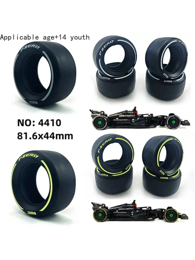 Pneus d'impression de voiture MOC F1, 4410 81.6x44mm, compatibles avec le modèle 42207 42206, blocs d'accessoires de technologie de construction MOC