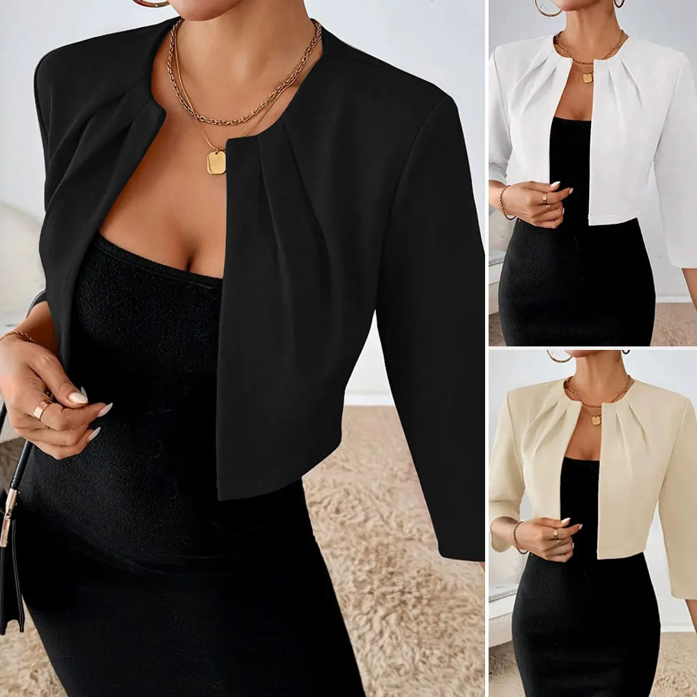 

Mia Muse Boutique Women's Autumn Winter 2025 Jackets Modest fashion Solid Color Long Sleeve Open Stitch Regular Fit Jackets