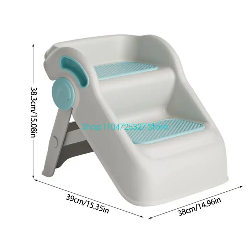 D8KF Sturdy 2 Level Step Stool Easy Carry Foldable Safe Bathroom Helpers for Children