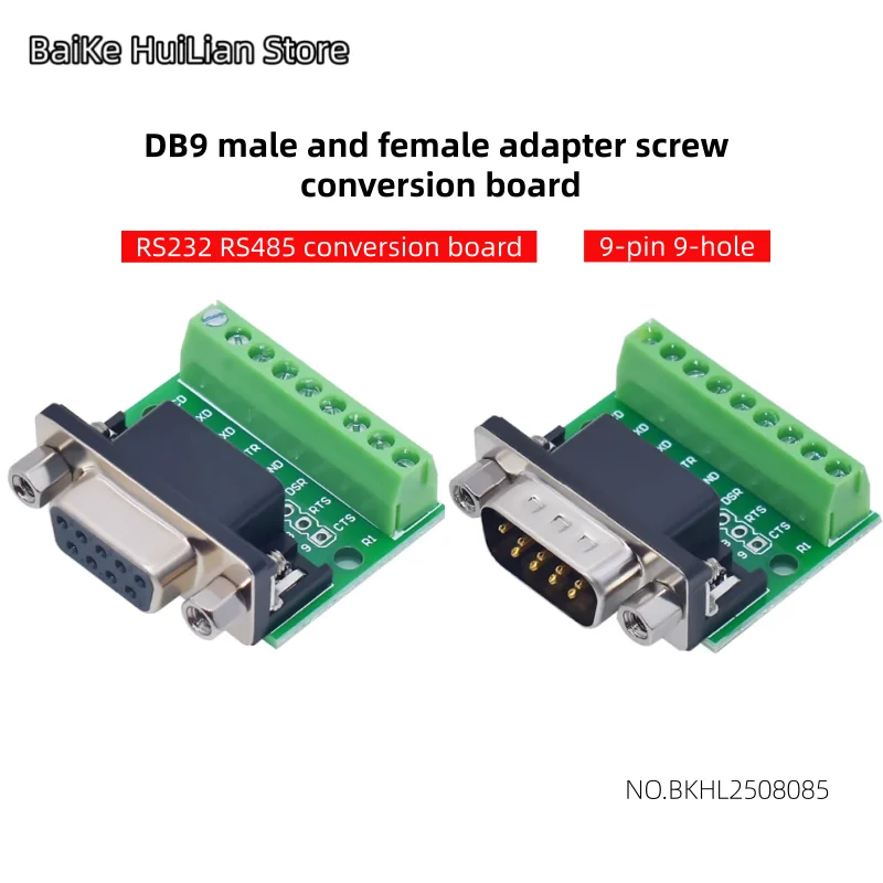 

DB9 male and female adapter screw terminal block, 9-pin 9-hole RS232 RS485 conversion board