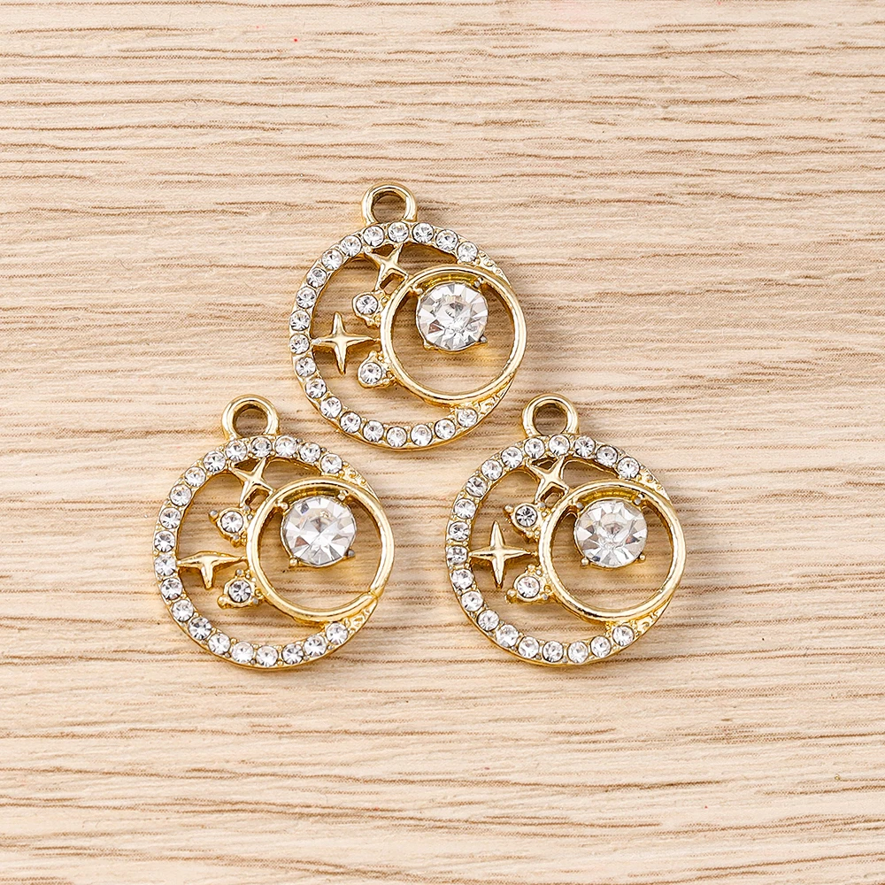 Tusember 10 Stück modische Anhänger in Gold- und Silberfarbe mit Kristallsternen für Halsketten, Ohrhänger und Schmuckherstellung – Detail 3