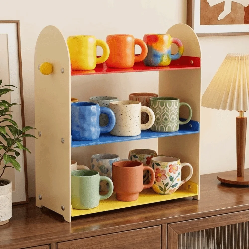Dopamine 3 Layers Desktop Storage Rack Large Capacity Removable Tea Bag Storage Rack Plastic Cup Organizer Kitchen