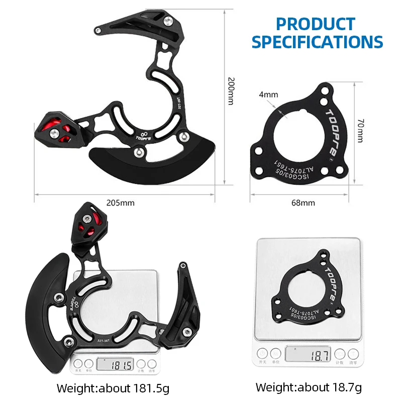 TOOPRE Ultralight Bicycle Chain Stabilizer High Strength AL7075 MTB Bike Chain Guide ISCG03/05 BB Mount for 32T~38T Chainring