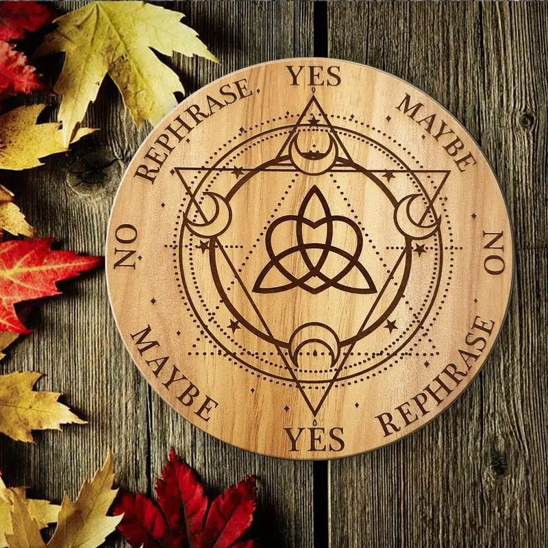 Wooden Ouija Spirit Planchette Message Board 20cm Pendulum Board With Numbers Letters Decision Maker Dowsing Board For Home