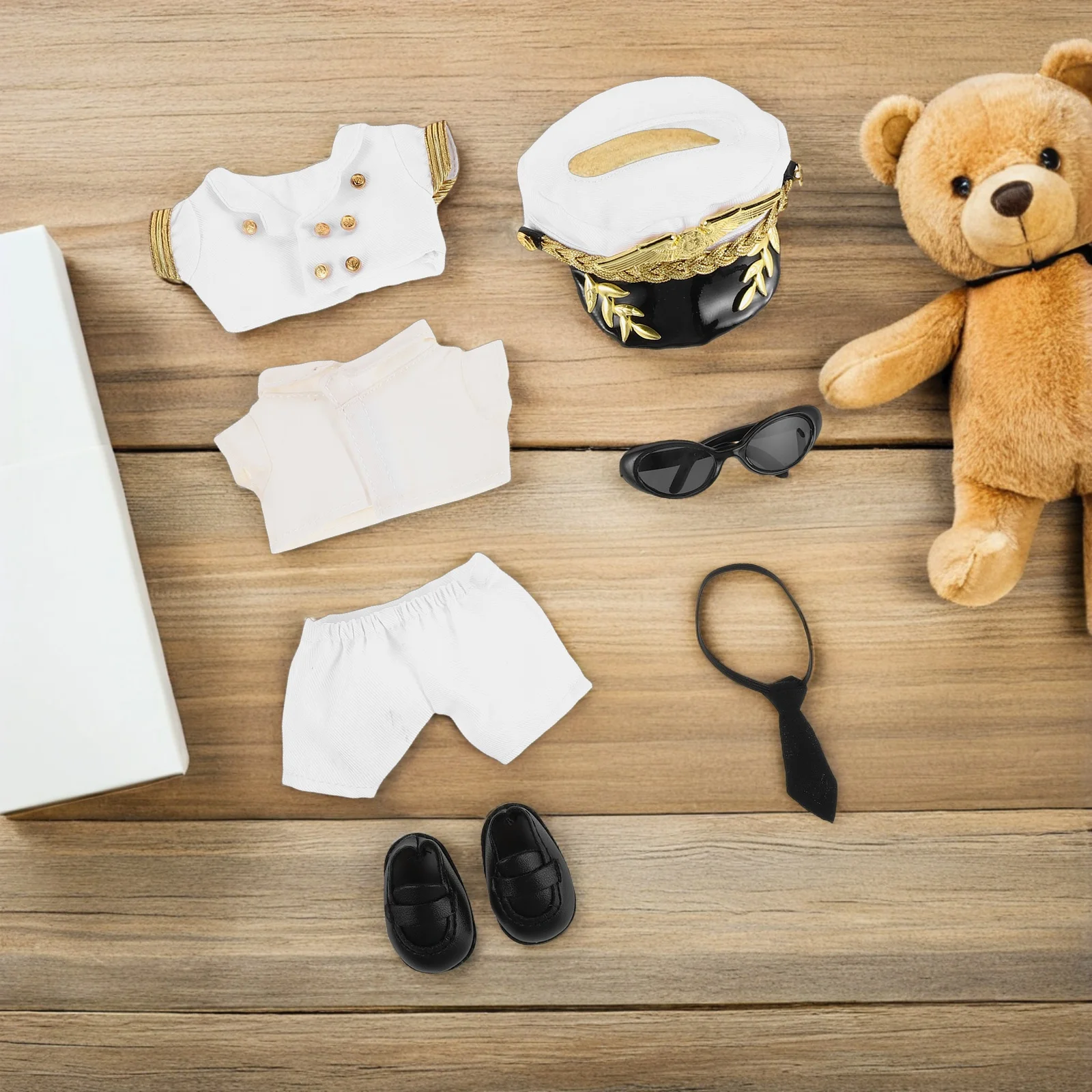 1Set Tiny Stuffed Clothing Captain Costume Set Outfit for Endless Role Play Possibilities Captain Costume Set