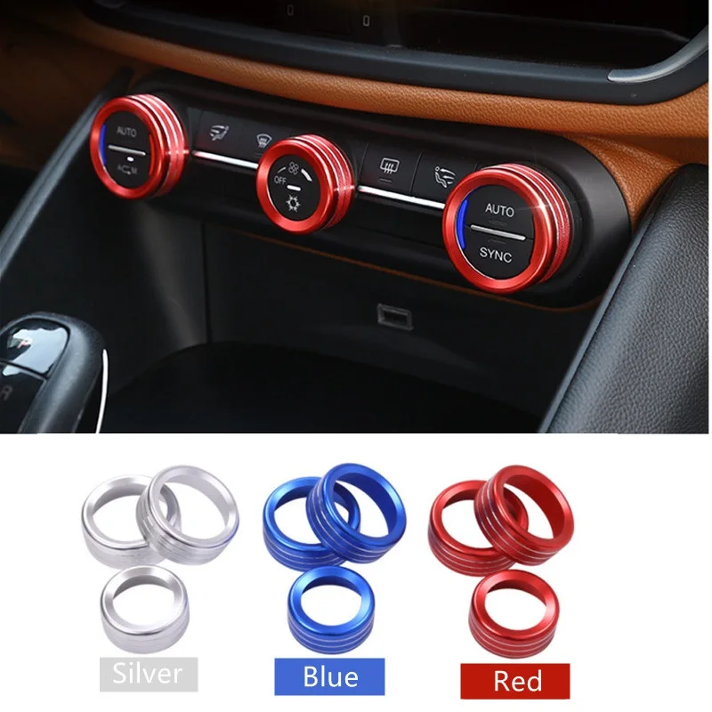 Control Central de coche, perilla de aire acondicionado, anillo de botón, cubierta de CA, adornos, decoración para Alfa Romeo Stelvio Giulia 2017- 2020
