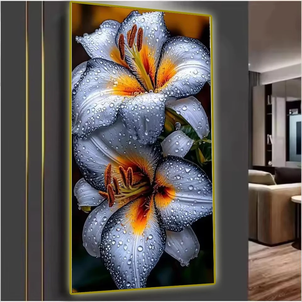 

Diy Diamond Painting Large Size Giant Flowers Lilies Diamond Embroidery Full Square/Round 5D Cross Embroidery Room Decoration