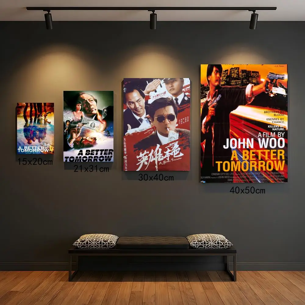 classic movie A-A Better Tomorrow-W Poster Peel and Stick Wall Art for Cafe Office Bar and Home Decoration