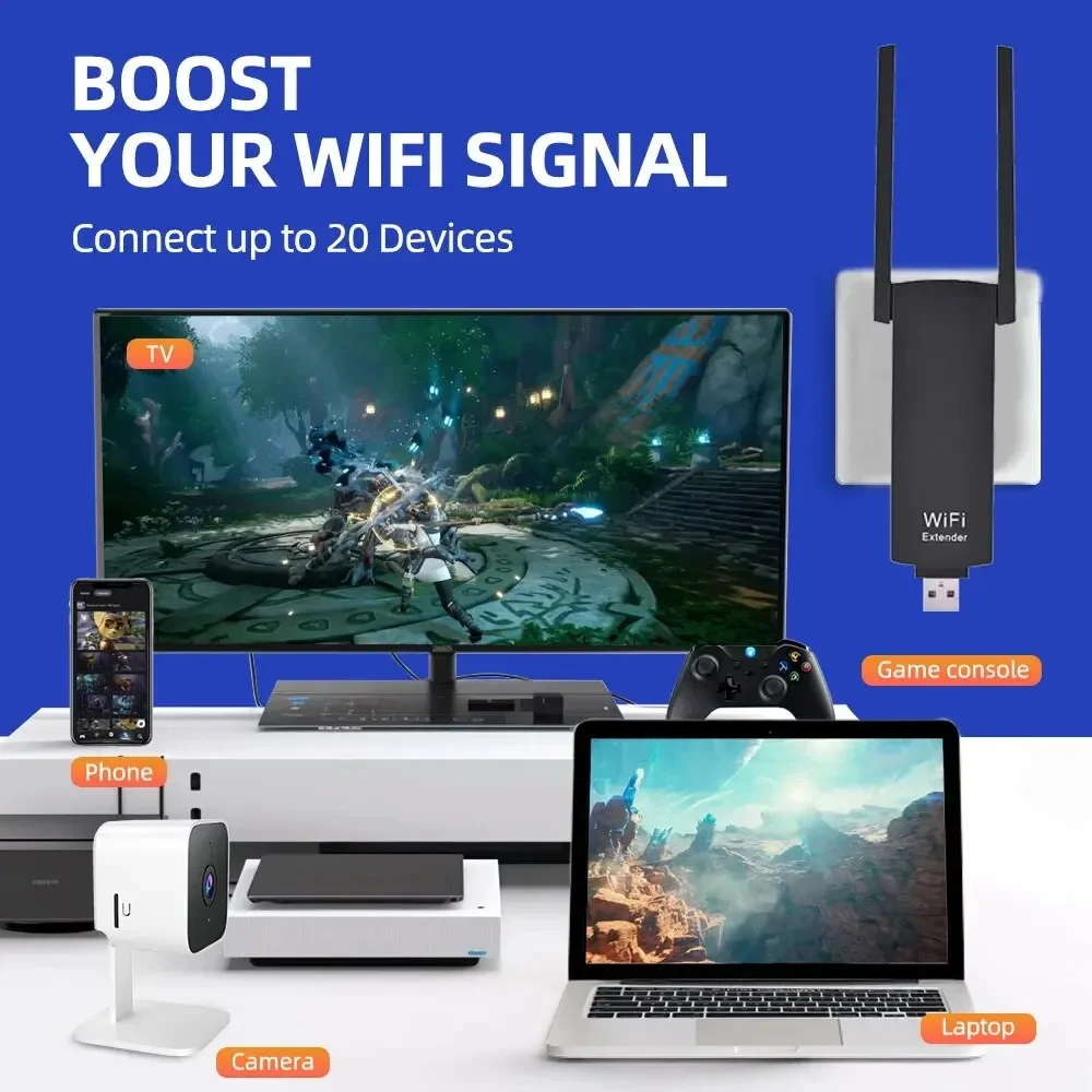 PIX-LINK UE02 Router wireless USB Ripetitore WiFi Alimentato Wi-Fi Range Extender Amplificatore di segnale 300Mbps Doppie antenne per laptop