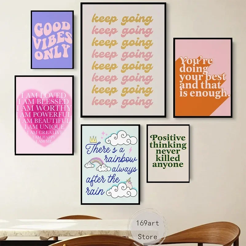 Inspirational Motivational Quotes Canvas Wall Art  Self Care Therapy Affirmation Poster Print for Home Decor