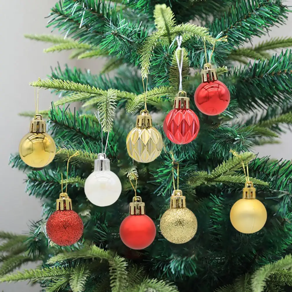 

36Pcs Christmas Tree Color Ball Bright Color Assorted Boxed Layout Lanyard Xmas Party Decor Hanging Ball Pendant for Festival